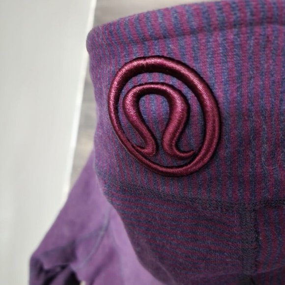 Lululemon Purple Stripe Hoodie Sweater Women Size 4 Fleece - Picture 6 of 7